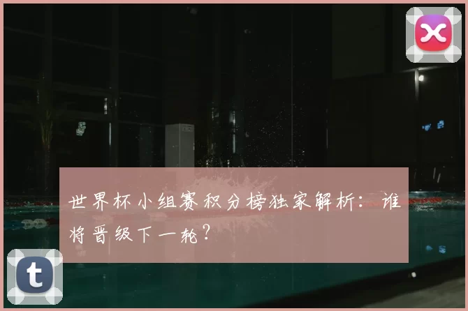 世界杯小组赛积分榜独家解析：谁将晋级下一轮？